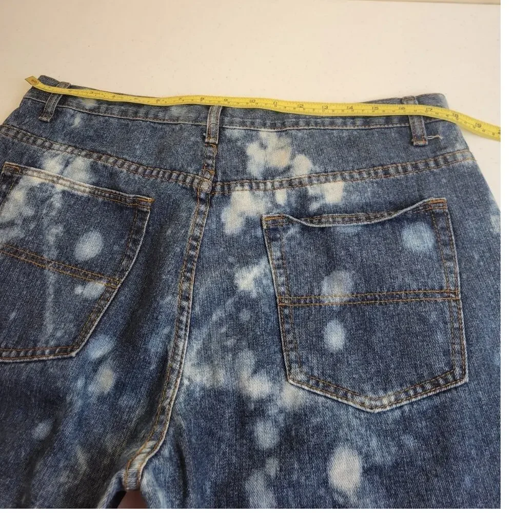 Open Trails Mens‎ 36x30 Distressed Bleach Splatter Denim Jeans Blue Workwear